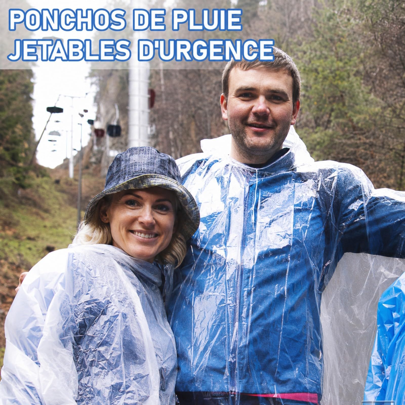 Lot de 108 Ponchos de Pluie pour Adultes, Imperméables d'Urgence Épais avec Capuche, Cape de Pluie Transparente Unisexe pour Randonnée, Camping, Parcs d'Attractions et Événements en Plein Air