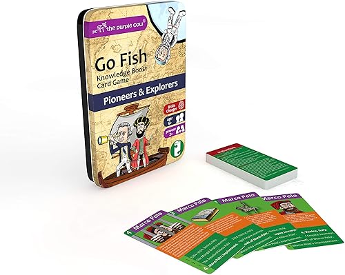 Miniatura 2 de The Purple Cow Go Fish! - Pioneros y expolores - El clásico juego de cartas con un impulso de conocimiento general para niños y familias a partir de