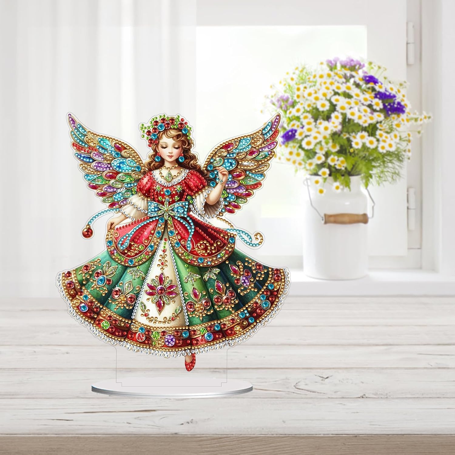 ARTopet 4Pcs DIY Diamond Desktop Ornament Christmas Special Shaped Crystal Diamond Art Painting Double Sided Pattern Single Sided Diamond Tabletop Ornaments Home Decor-Angel