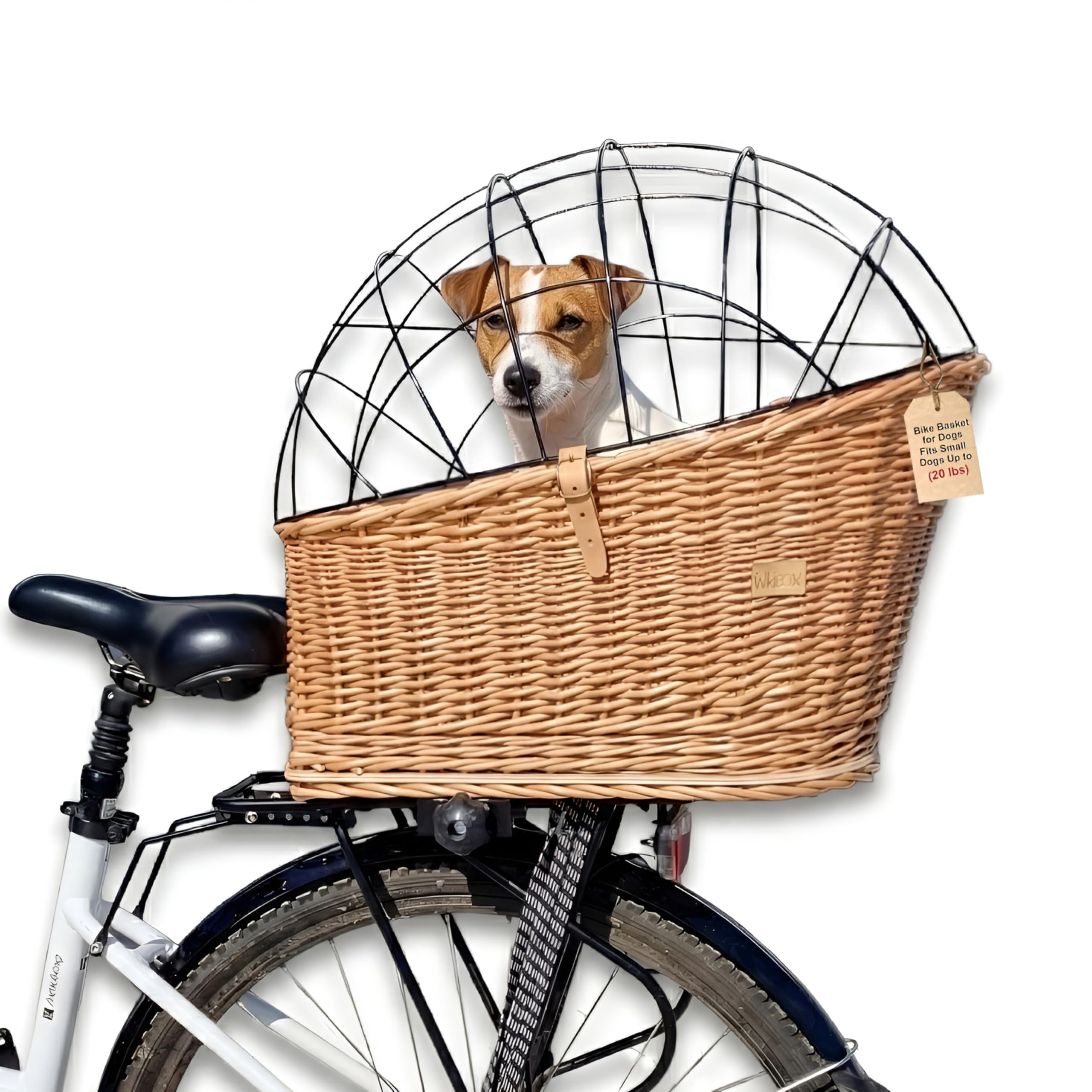 Wiklibox Natural Wicker Dog Bike Basket