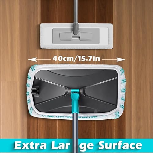 Miniatura 2 de MASTERTOP Trapeador plano de microfibra, trapeador de polvo de superficie extra grande con 5 almohadillas reutilizables para húmedo y seco, mopas de