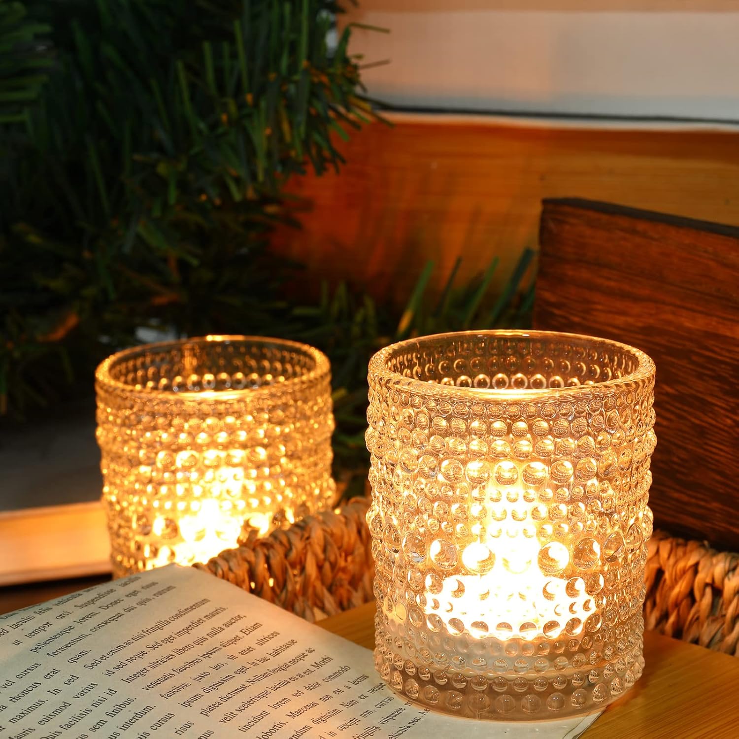 TRIRITE 36 Pcs Clear Votive Candle Holders for Wedding, 2x2.5 Elegant Tealight Candle Holder, Vintage Tea Light Holders for Bridal Shower & Table Centerpieces