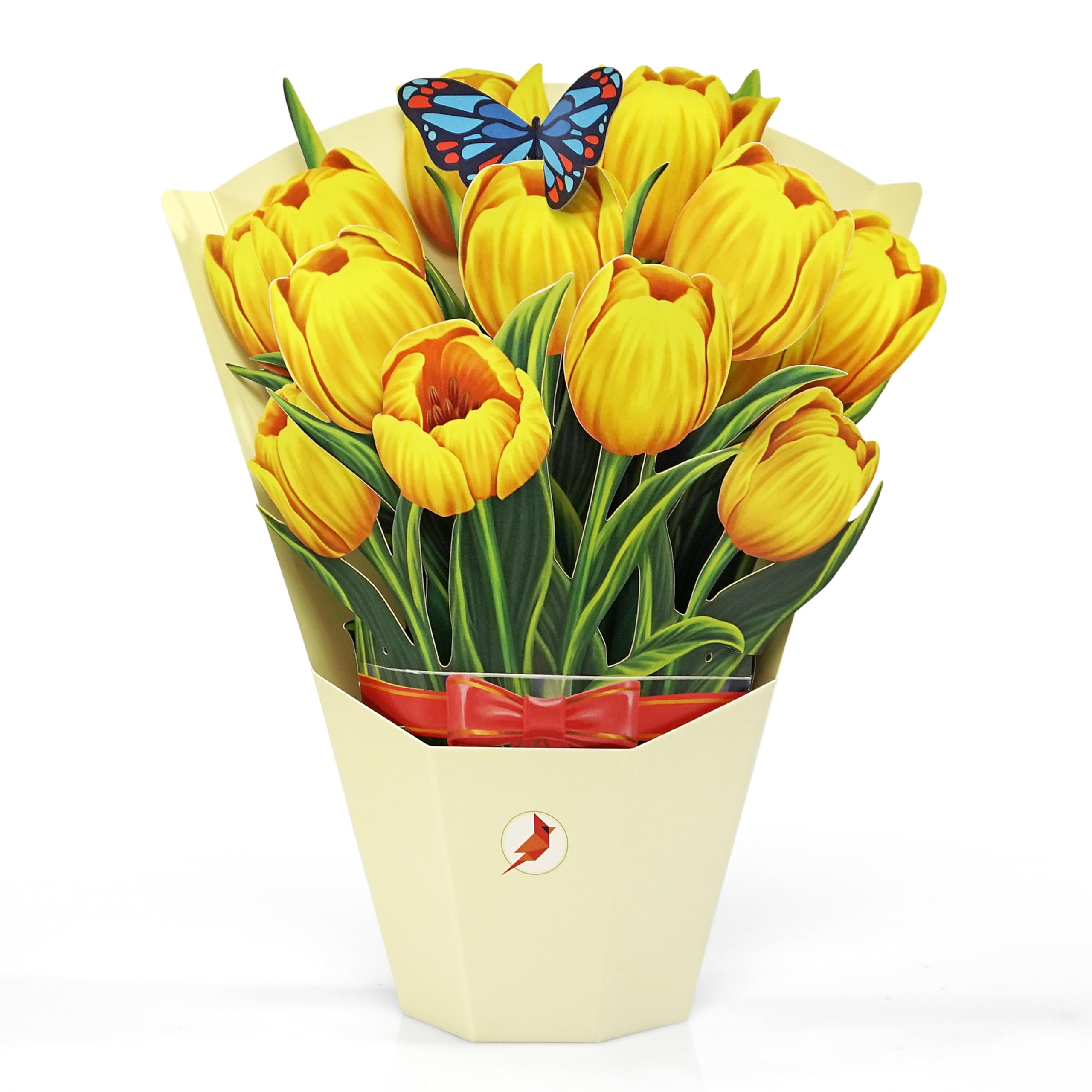 CUTPOPUP 3D Pop-Up Geburtstagskarte – Gelbe Tulpenstrauß, 26x30 Cm, Für Mutter, Ehefrau, Tochter