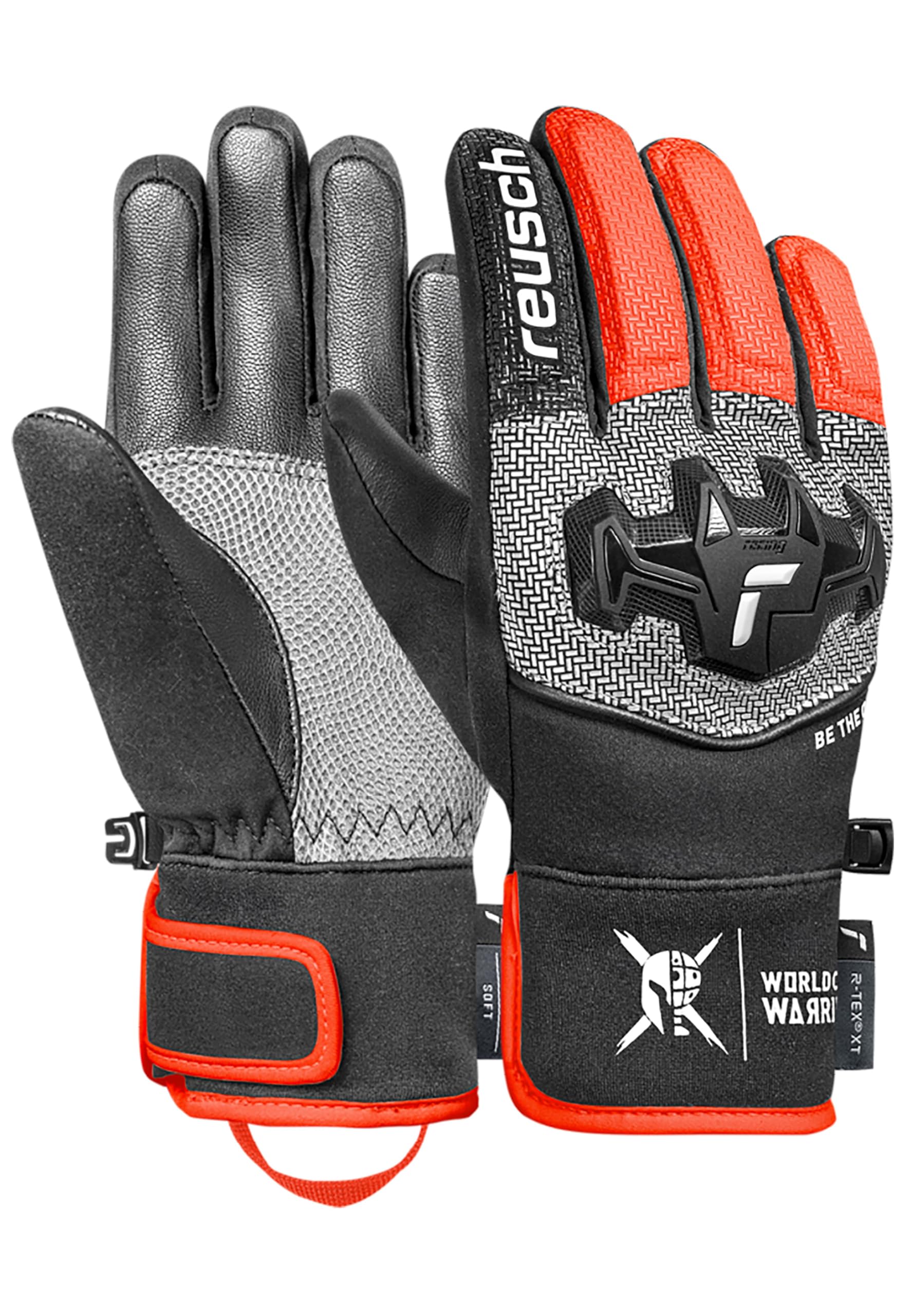 Reusch Worldcup Warrior R-TEX XT Junior Skihandschuhe für Kinder & Jugendliche – wasserdicht, atmungsaktiv, Winddicht, Ziegenleder-Innenhand, Composite Knöchelschutz, Softshell
