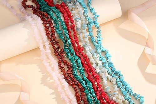 Miniatura 3 de ZHIYUXI 400 cuentas de amazonita de 5 a 0.315 in, piedras preciosas de cristal para hacer pulseras, cuentas de piedra irregulares para hacer joyas,