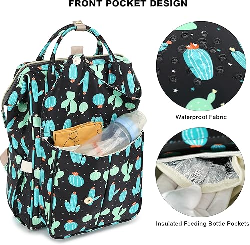 Miniatura 2 de Mochila de pañales para bebés y niñas, gran capacidad, multifuncional, impermeable, para maternidad, mamá, con correas para cochecito, Sirena