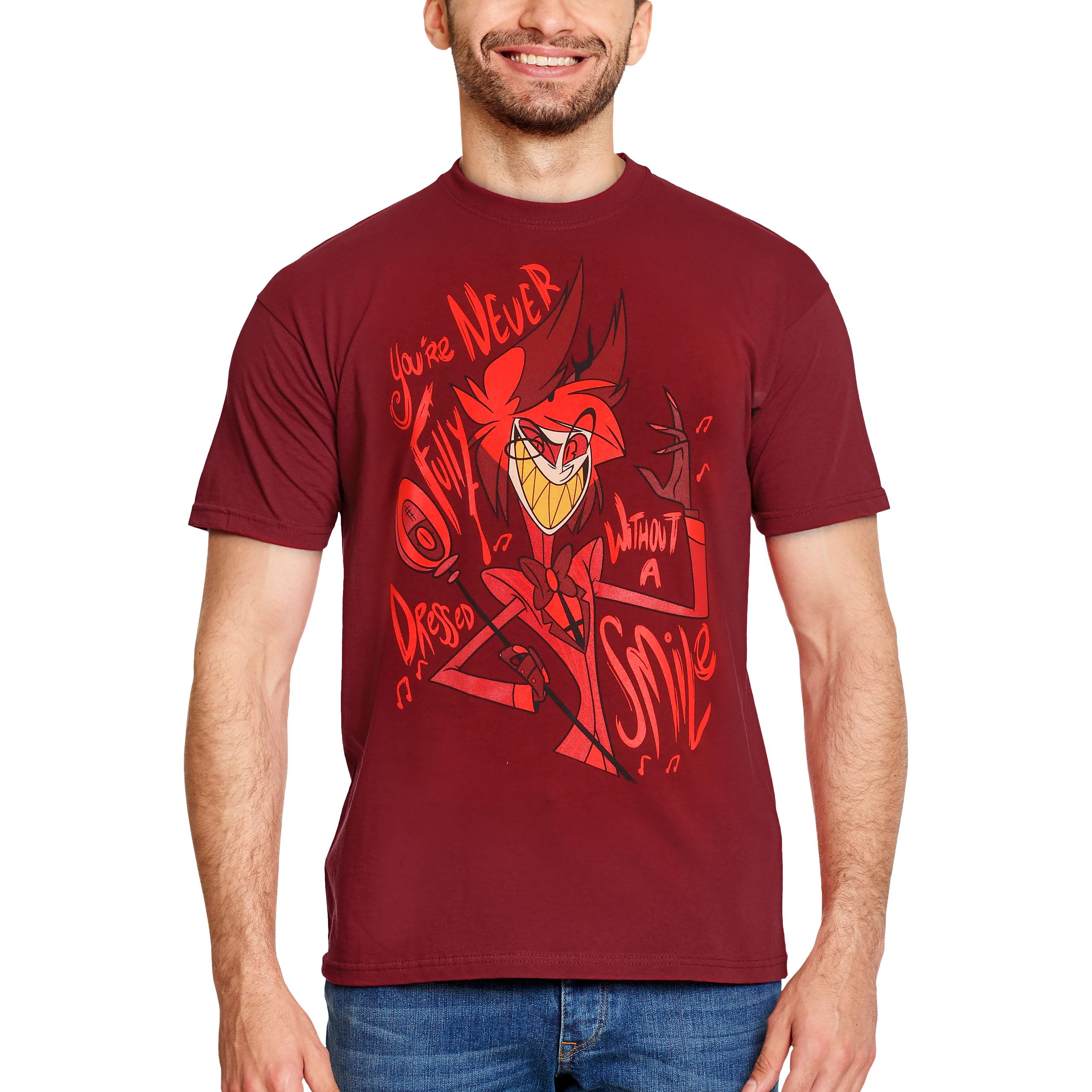 Elbenwald T-Shirt with Character Front Print for Hazbin Hotel Fans - Men Women Unisex - Cotton, Alastor, M