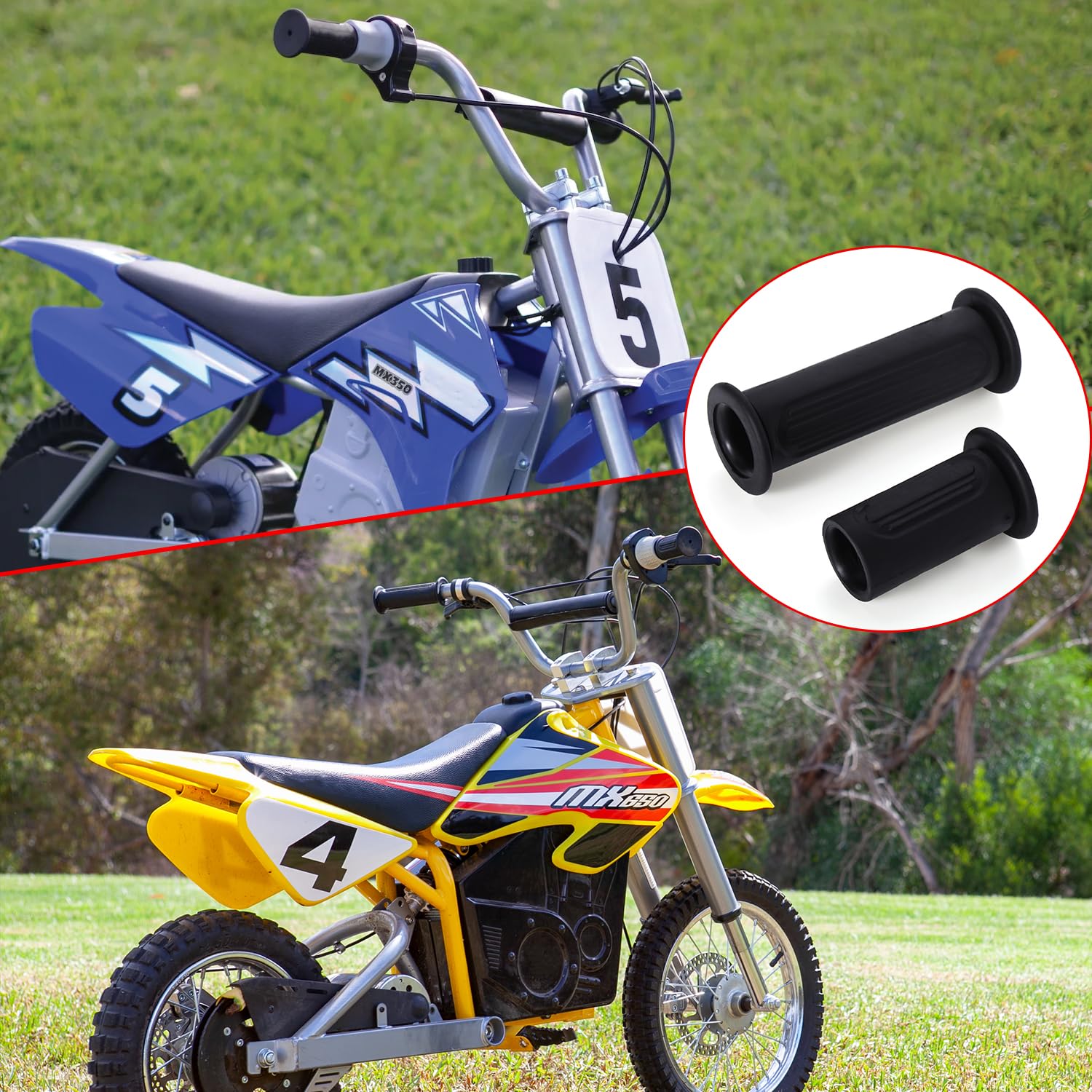 KAMIER - Puños de manubrio para Razor MX350 MX400 MX650 MX500 SX500 Mcgrath Dirt Bike E325 E300 E200 E100 Pocket Mod Electric Scooter Dirt Quad 4 Wheeler RSF650 Off Road Motocross Mini Pocket Bike