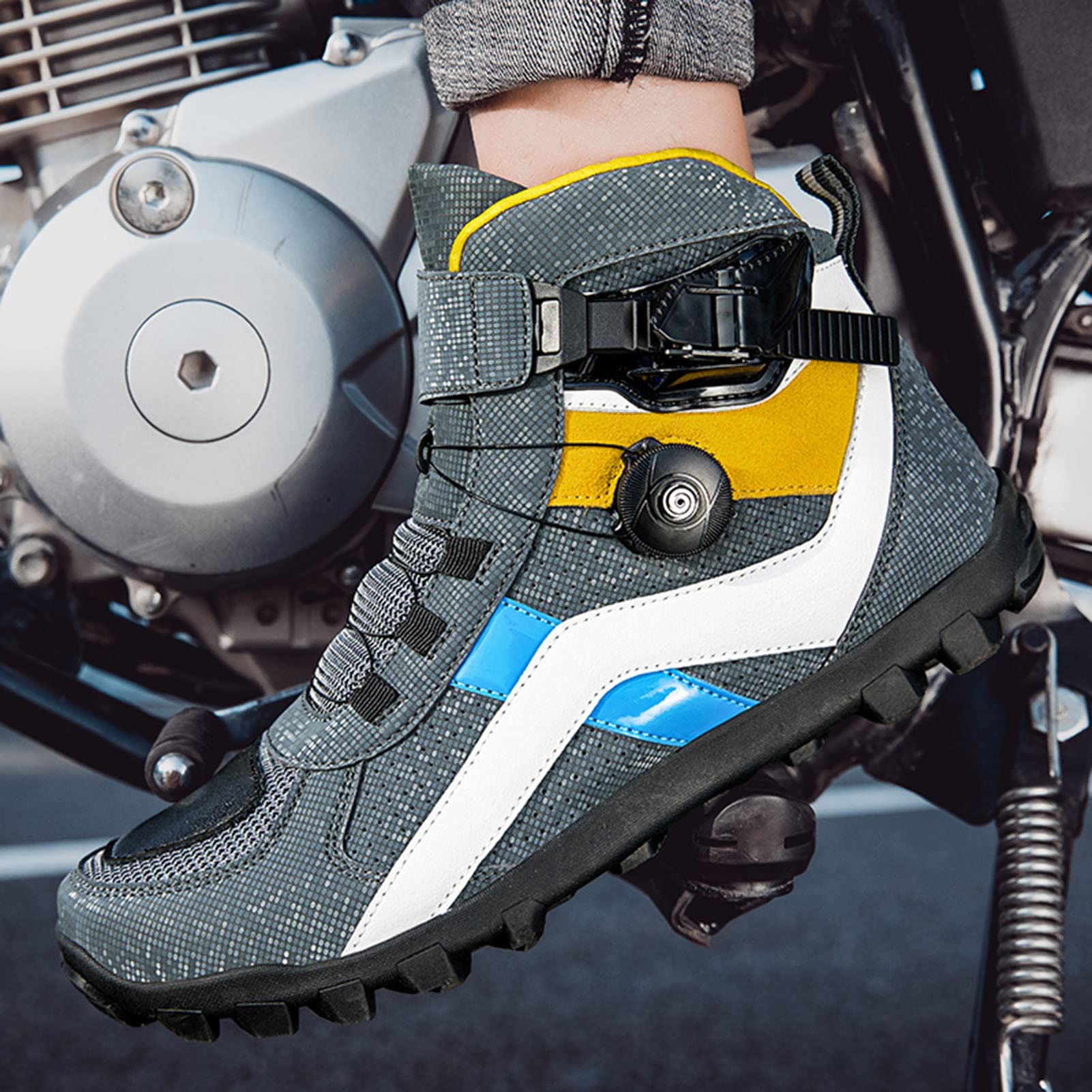 Bottes De Moto Homme En Cuir Microfibre – Antidérapantes, Respirantes, Légères, Pour La Route Et Le Quotidien - 4