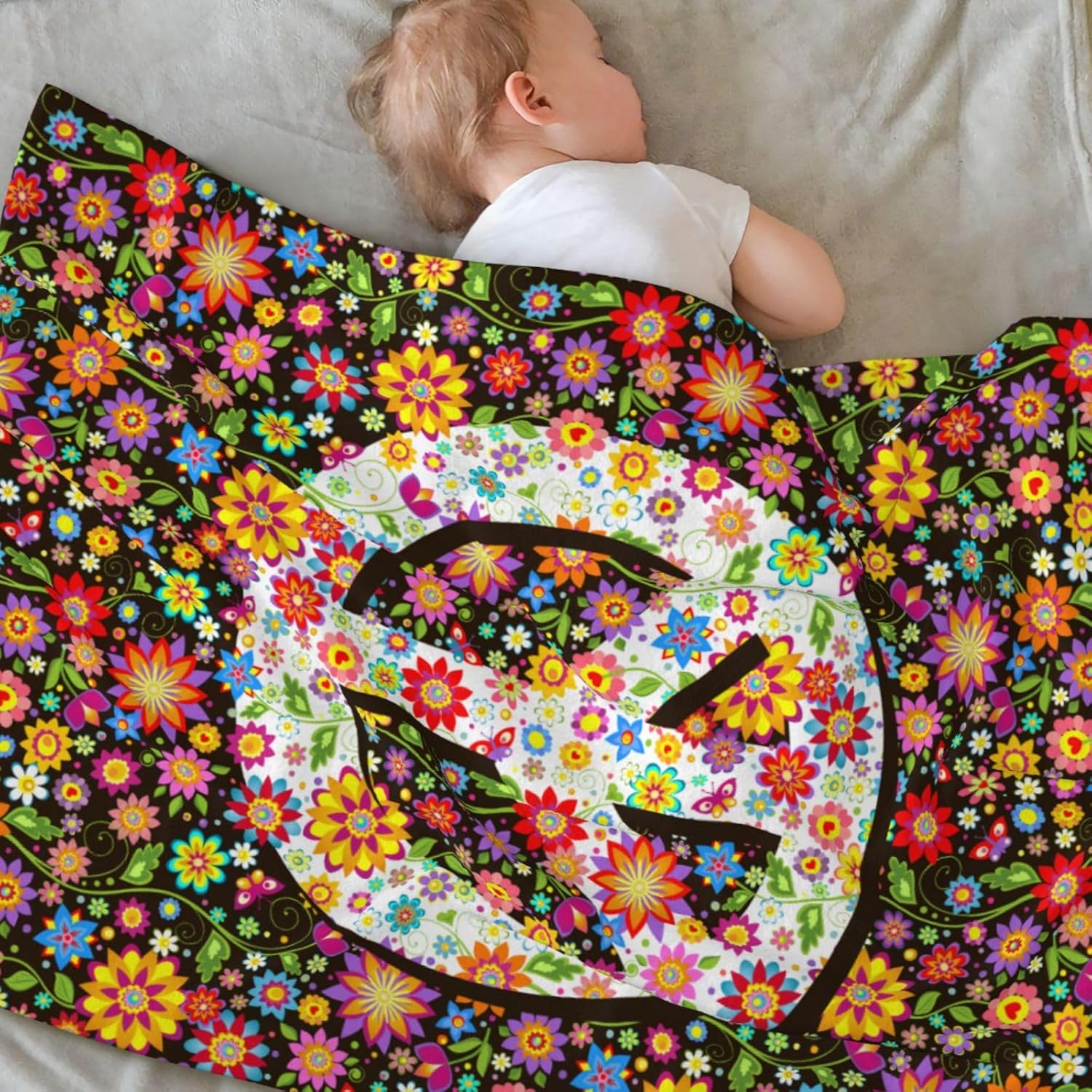 Hippies Peace Sign Fleece Throw Blanket Ultra Soft Cozy Decorative Flannel Blanket for Home Bed Couch Chair Travel 40x30in - Image 5