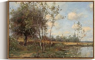 ARPEOTCY Vintage Framed Canvas Wall Art, Rustic Bedroom Living Room Country Scenery Paintings Wall Decor, Large Prints Art, Kitchen Farmhouse Retro Pictures, 20x30 Inch