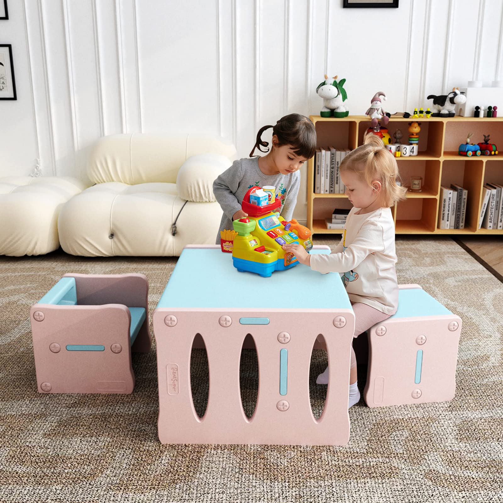 Photo 1 of BanaSuper Kid's Table and 2 Chairs Set Plastic Activity Table for Toddlers Children Desk Ideal for Arts & Crafts Snack Time Homeschooling Homework Gift for Boy & Girl(Pink with 2 Chairs Set)