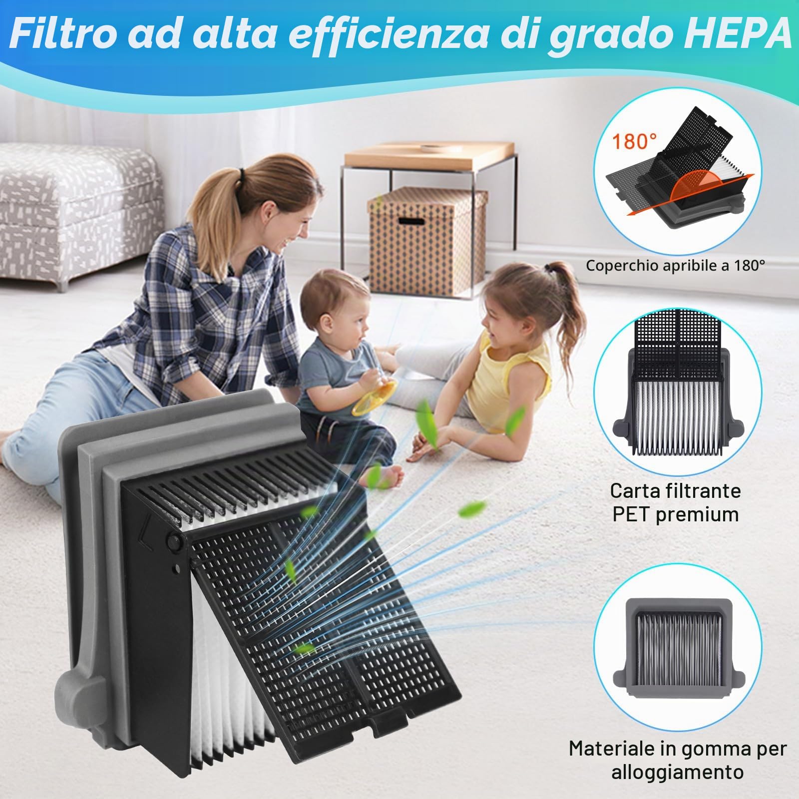 Spazzola rotante e filtro per Tineco iFLOOR 5 Breeze, set di 7 pezzi di ricambio 2 spazzole rotanti + 4 filtri di ricambio + 1 spazzola di pulizia