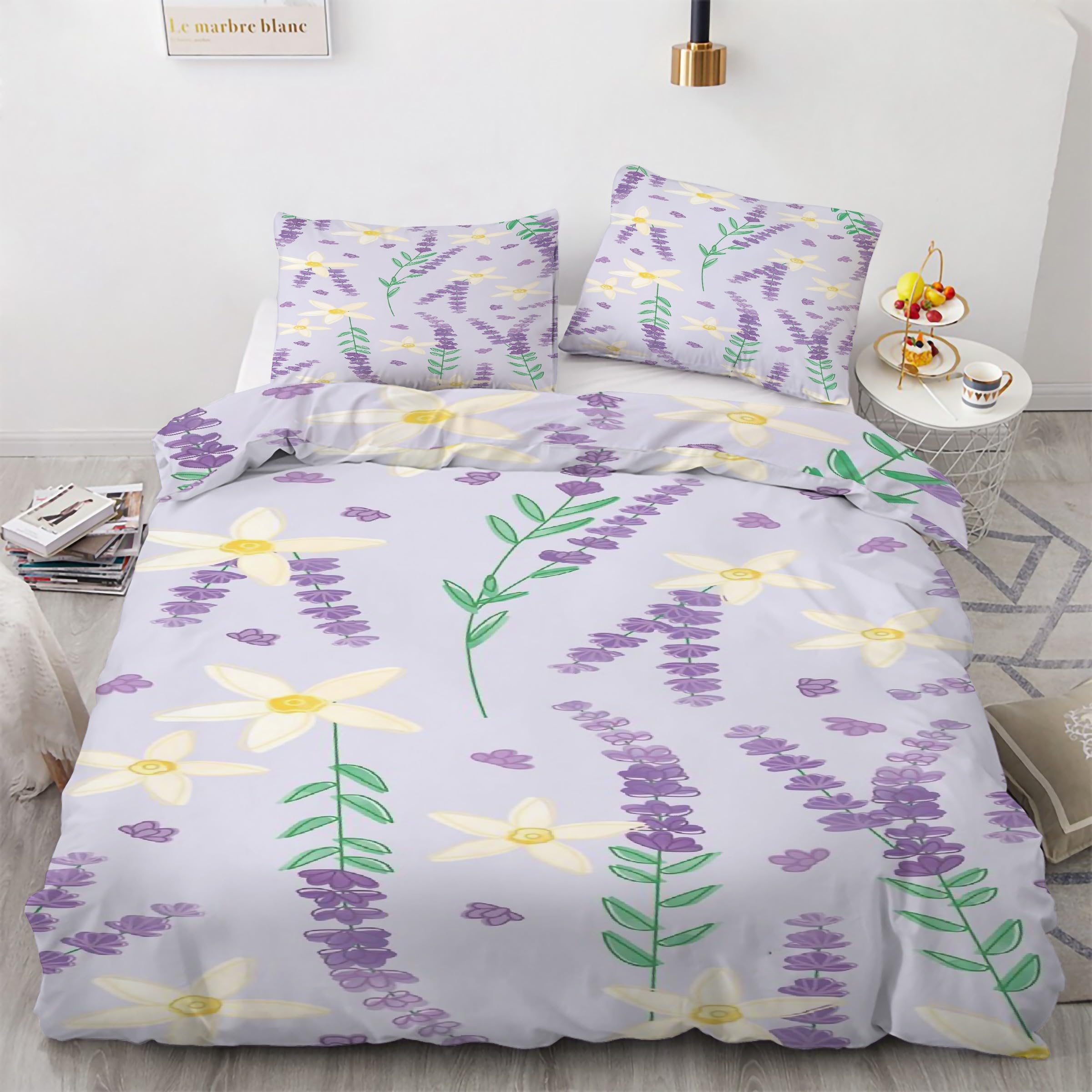 Housse de couette violette 90x190 sans repassage zippée facile Kg878