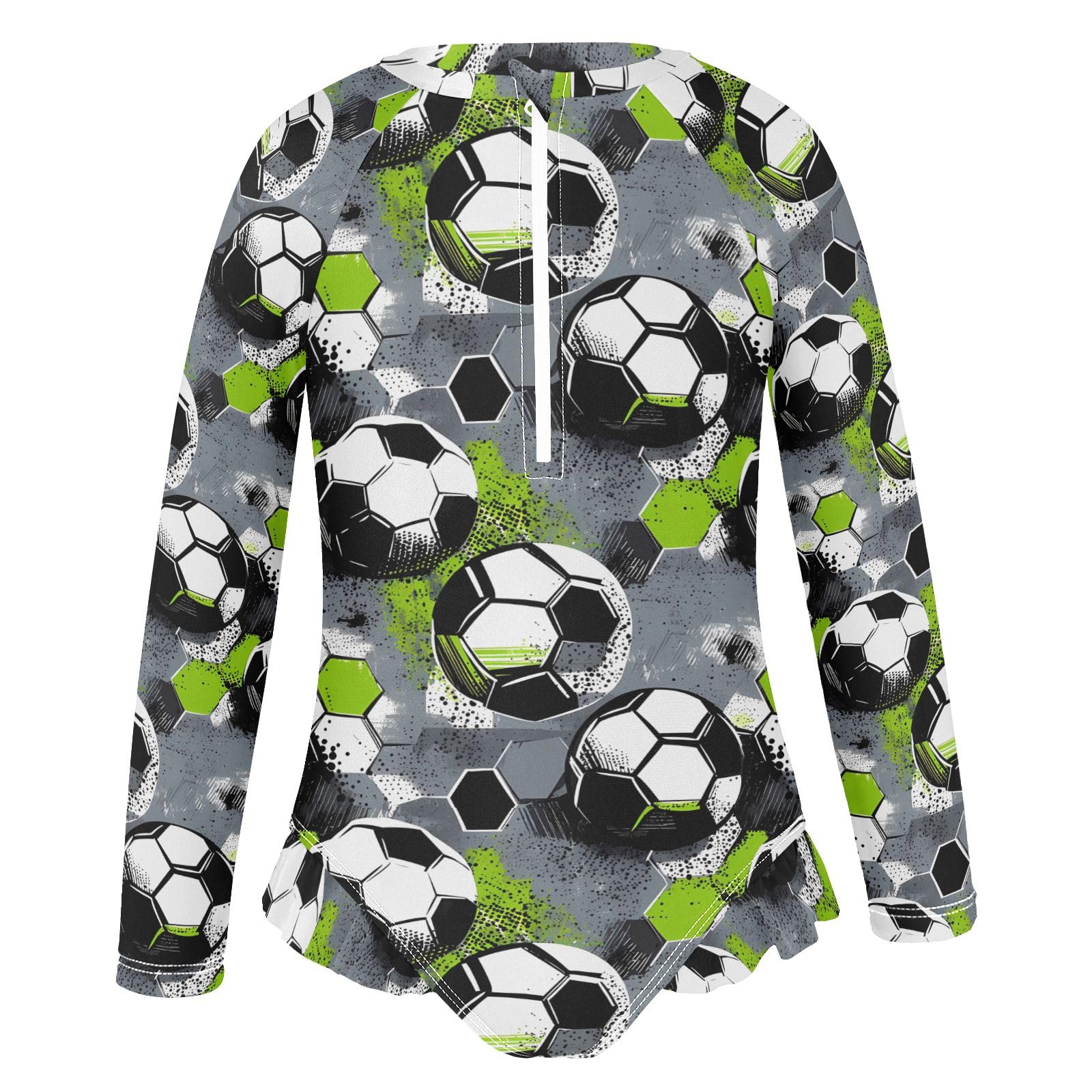 ALAZA Swimsuit for Girls Long Sleeve Rashguard Bathing Suit Football Grunge Quick Dry 4T