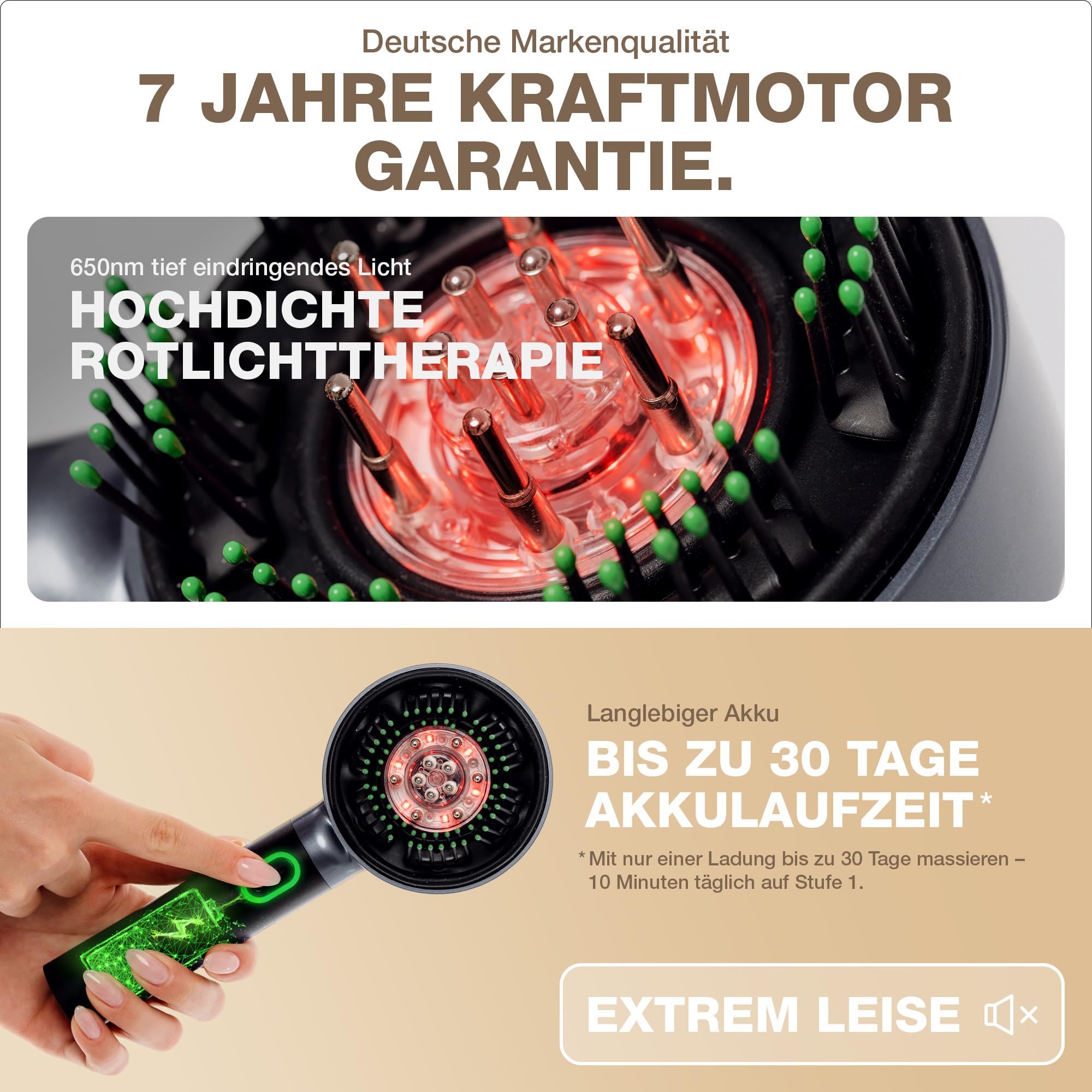 DONNERBERG® MIO Haar- & Kopfhautpflege Elektrischer Haaröl Applikator mit 7 Jahren Kraftmotor Garantie: Die Kopfmassagebürste für entspannende Kopfhautmassage und effektive Haarpflege