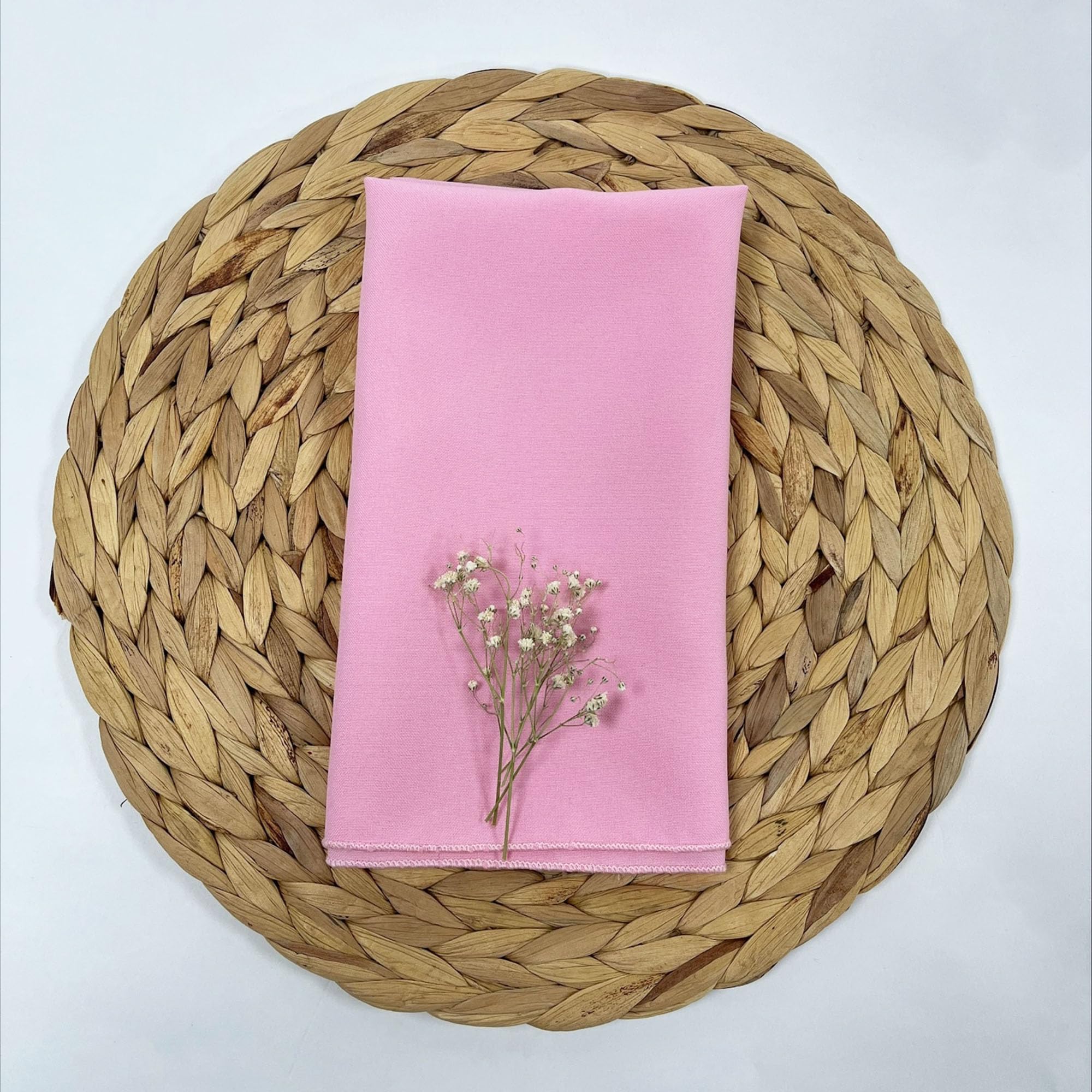 Decor Essentials Pink 100% Polyester Napkins Dinner Napkins With Overlocked Edges, Washable, Ideal For Parties, Weddings And Dinners (Pink)