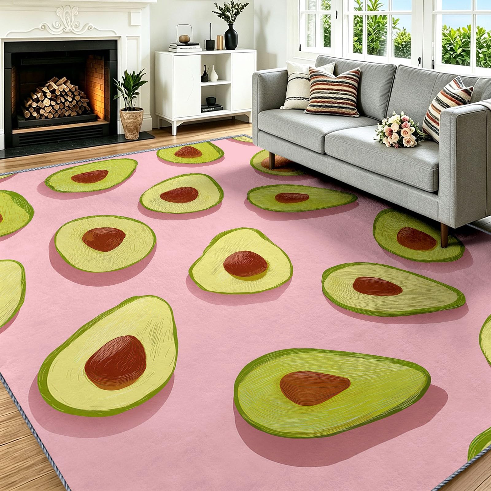 Tapis chambre fruit mignon avocat pour décorer une salle à manger