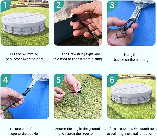 Miniatura 7 de Mrrihand Cubierta redonda para piscina, cubierta de piscina de invierno de 18 pies para piscinas sobre el suelo, cubierta de piscina con hebilla