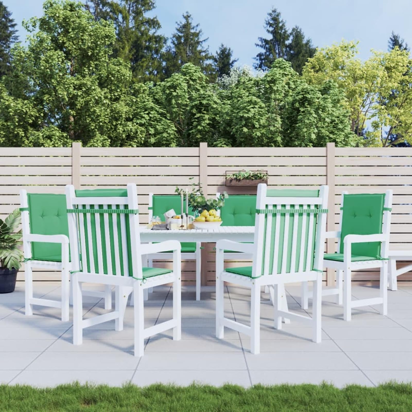 Cojín Silla jardín Respaldo bajo 6 uds Tela Oxford Verde, Cojines para Butacas De Jardin, Cojines Sillas Cocina, Cojines para Sillas De Terraza, Cojin Silla Exterior