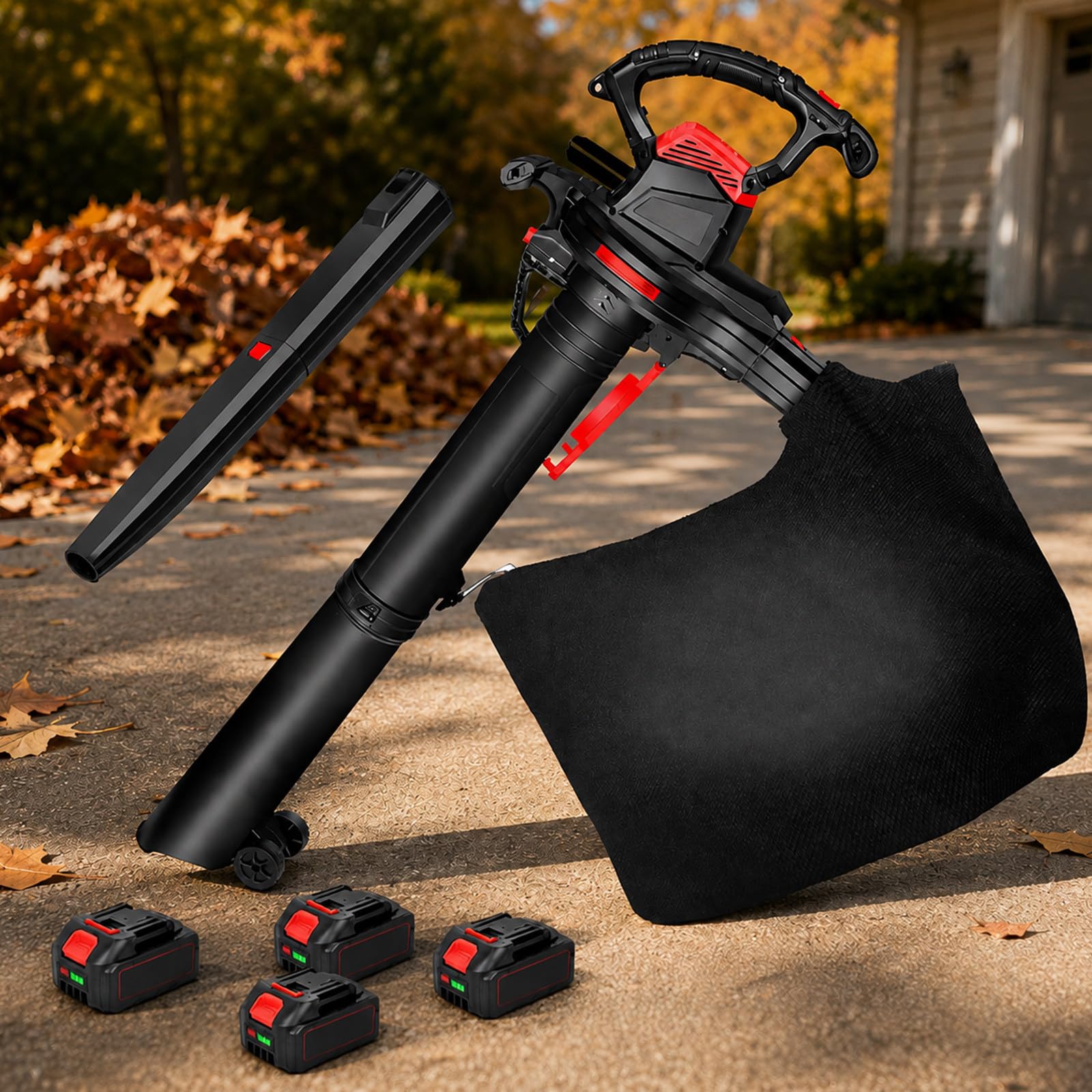Aspirateur Souffleur De Jardin Sans Fil À 6 Vitesses 4×5.0Ah