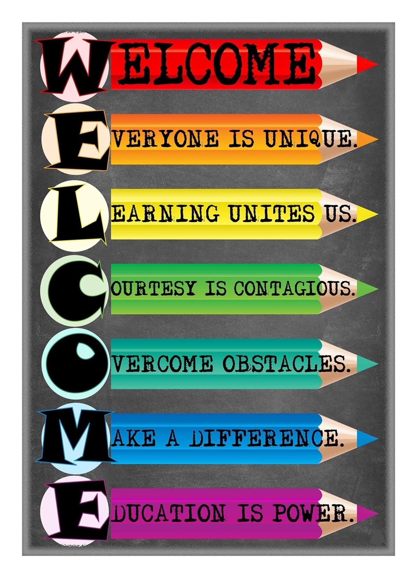 RNUMLIGH Welcome Back Classroom Poster Set of 2 Inspirational Signs for Teachers Preschool Kindergarten Elementary Door Wall Bulletin Board Decor(Framed,16x24inch(40x60cm))