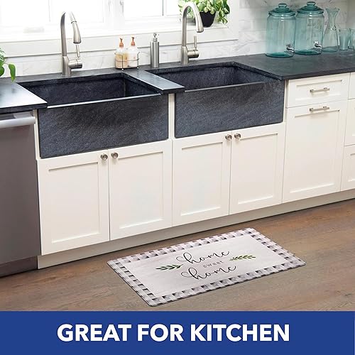 Miniatura 9 de Home Dynamix Cozy Living Home Sweet Home Alfombra de Cocina Antifatiga con Borde de Cuadros de Búfalo, Alfombra Antideslizante para Piso, Alfombra