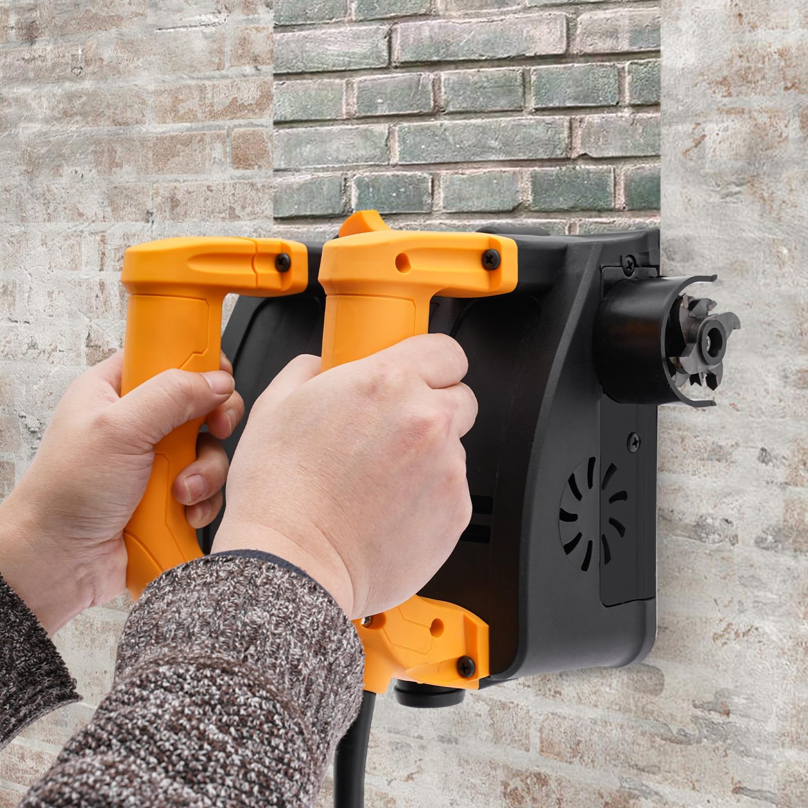 Ręczna strug ścienny, elektryczny, 1200 W, 220 V, 1000-4000 obr./min, strug ścienny, strug walcowy z 2 szczotkami węglowymi i walizką na narzędzia (nóż cementowy)