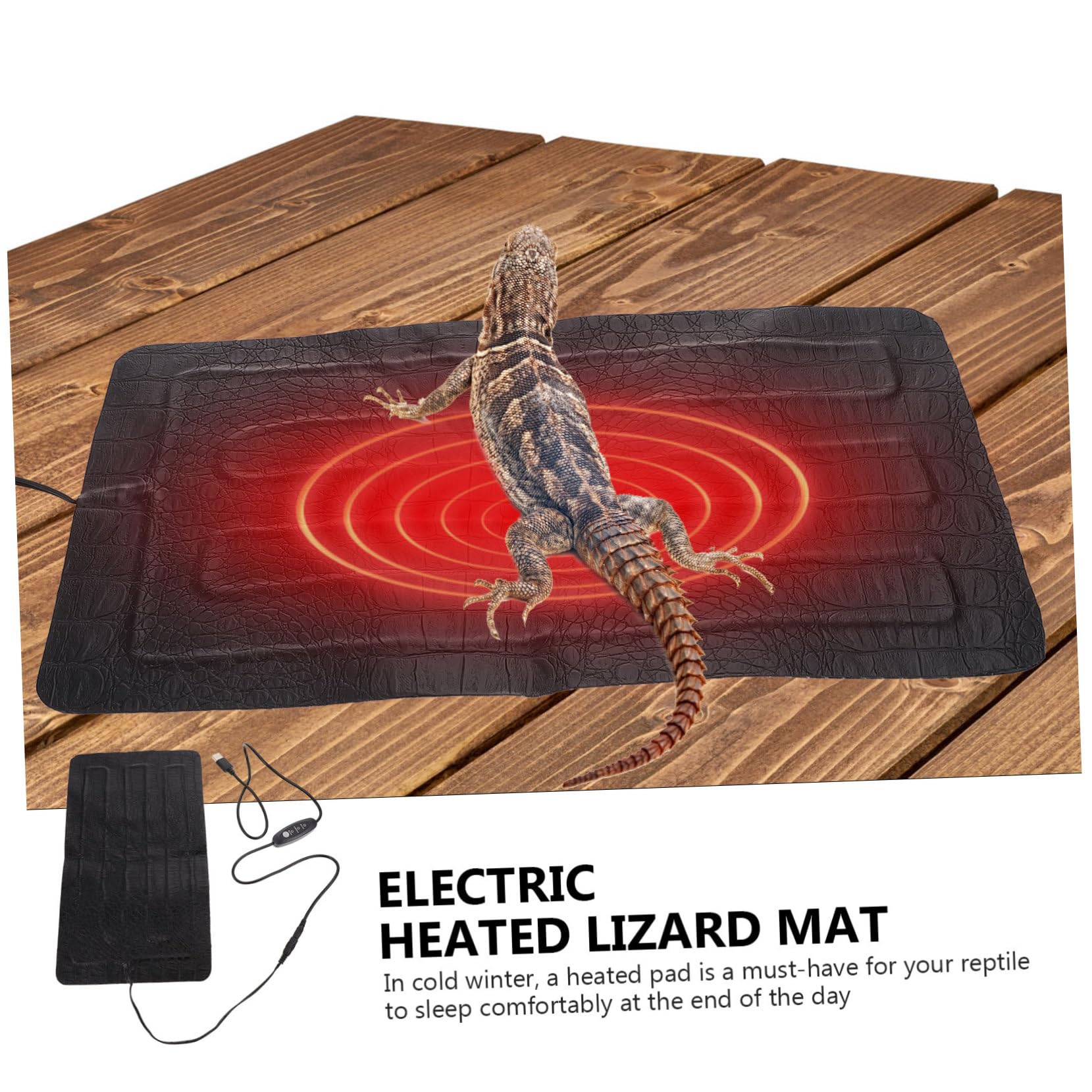 Almohadilla Térmica para Reptiles Ajuste de Temperatura, Esterilla Eléctrica de Cuero Portátil para Animales Pequeños en Terrarios o Exteriores