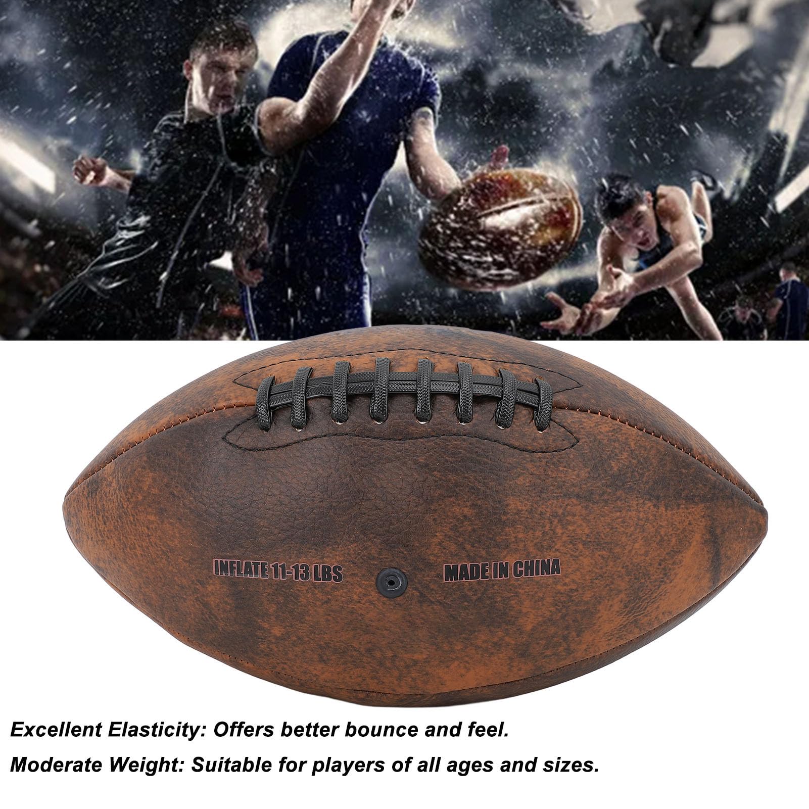 Jenngaoo Balón De Rugby, Tamaño 9, Balón De Fútbol De Entrenamiento, Balón De Rugby De PU, Agarre Cómodo, Diseño Vintage, Fútbol Deportivo para Entrenamiento Y Juego