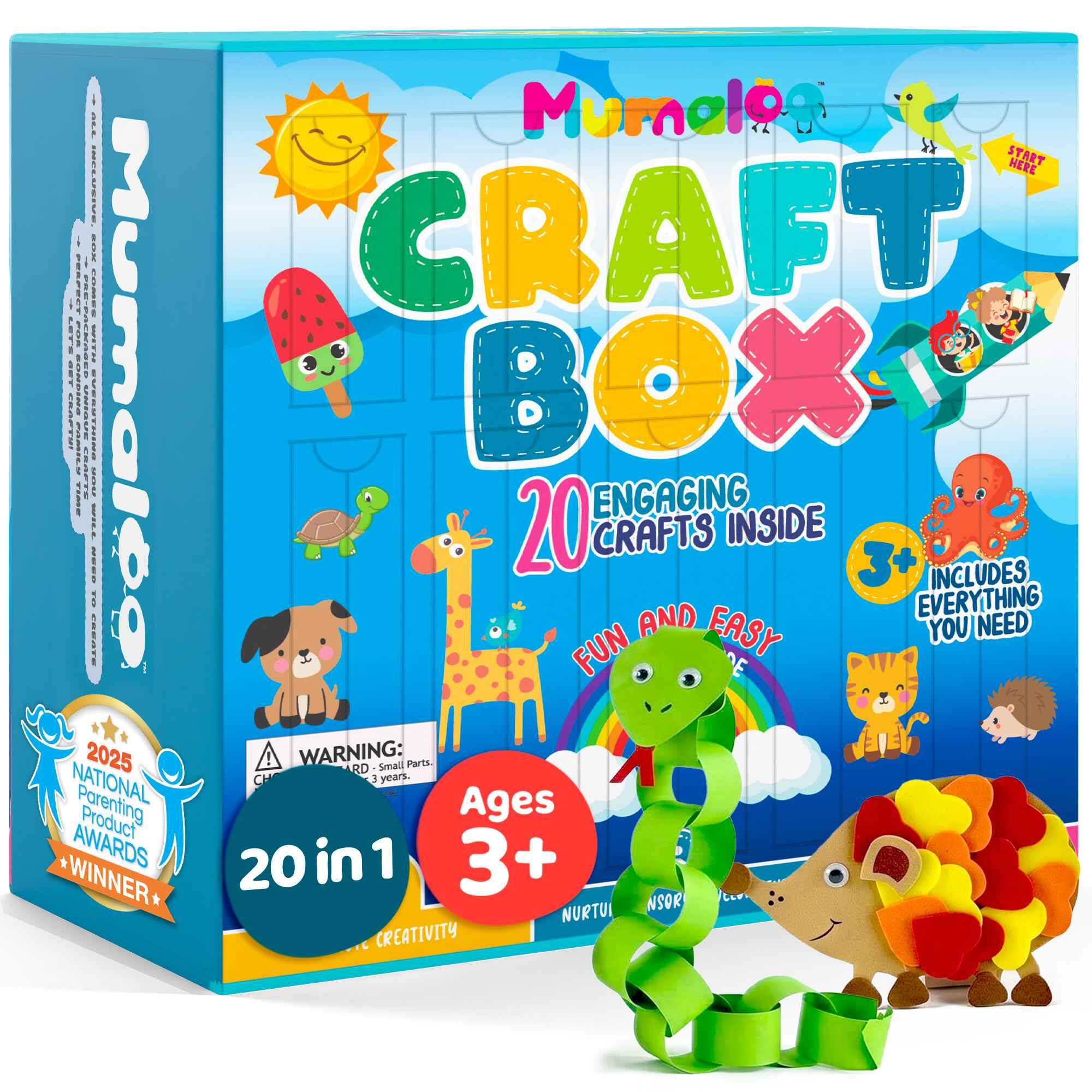 Bastelbox für Kinder – 20 kreative Kunst- und Bastelarbeiten für Kinder im Alter von 4–8 Jahren, Spaß, kein Durcheinander, pädagogische Vorschul- und Heimschul-Kunstprojekte und Zubehör