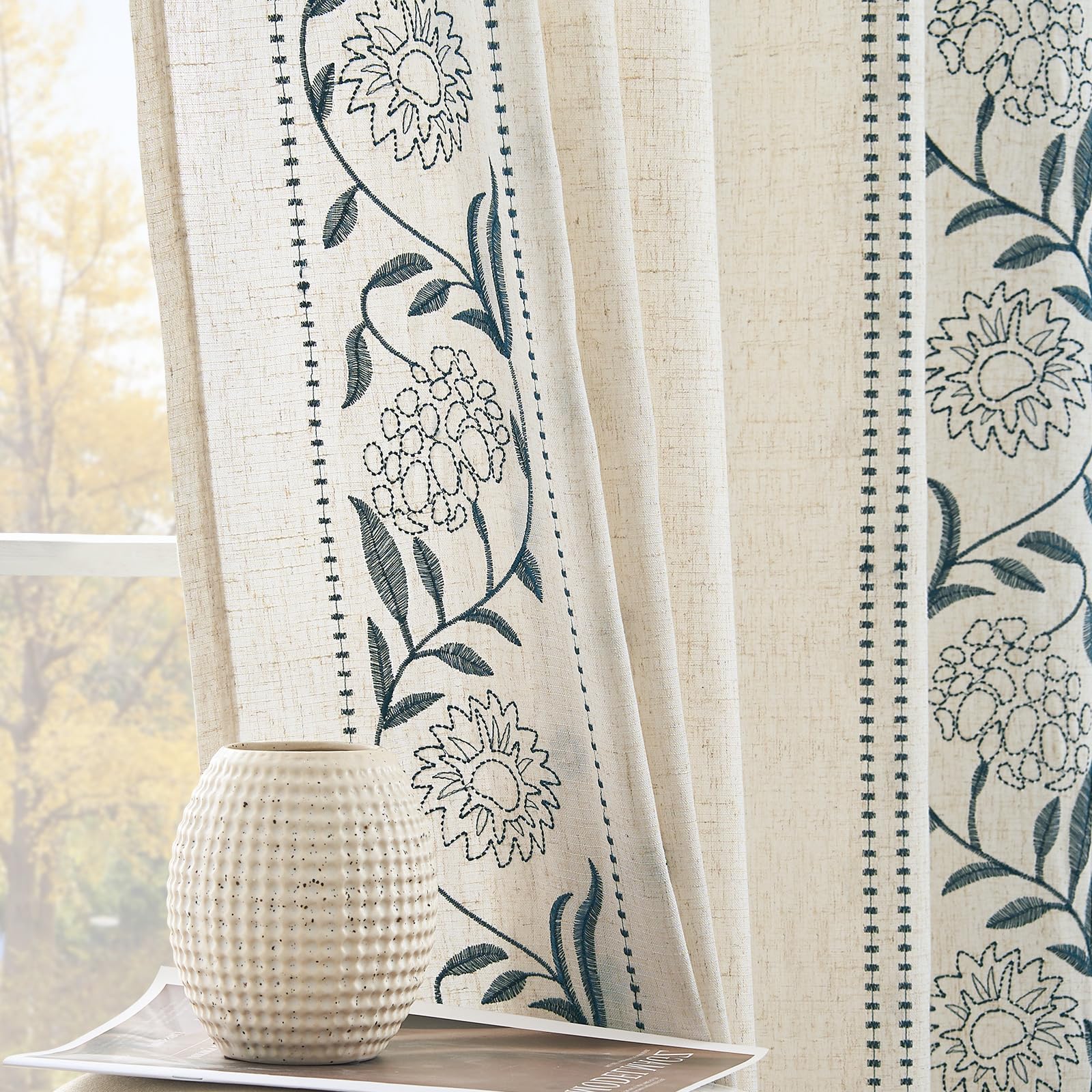 Amazon.com: jinchan Winslow Linen Curtains for Bedroom 84 Inches