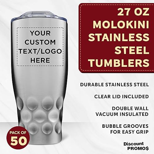 Miniatura 9 de Molokini - Juego de 10 vasos de acero inoxidable personalizados de 27 onzas, paquete a granel personalizado, doble pared, perfecto para café,