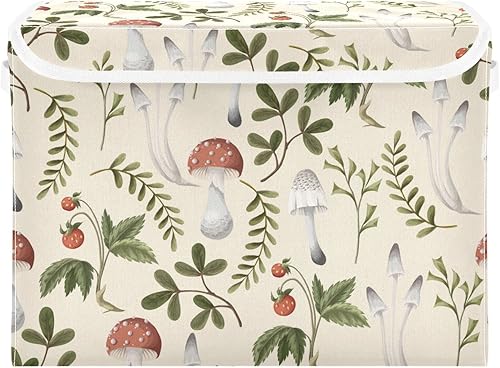 Kigai Contenedores de almacenamiento plegables de ramitas de hongos, caja de almacenamiento grande con tapas y asas para organizador del hogar, disponible en Yaxa Venezuela