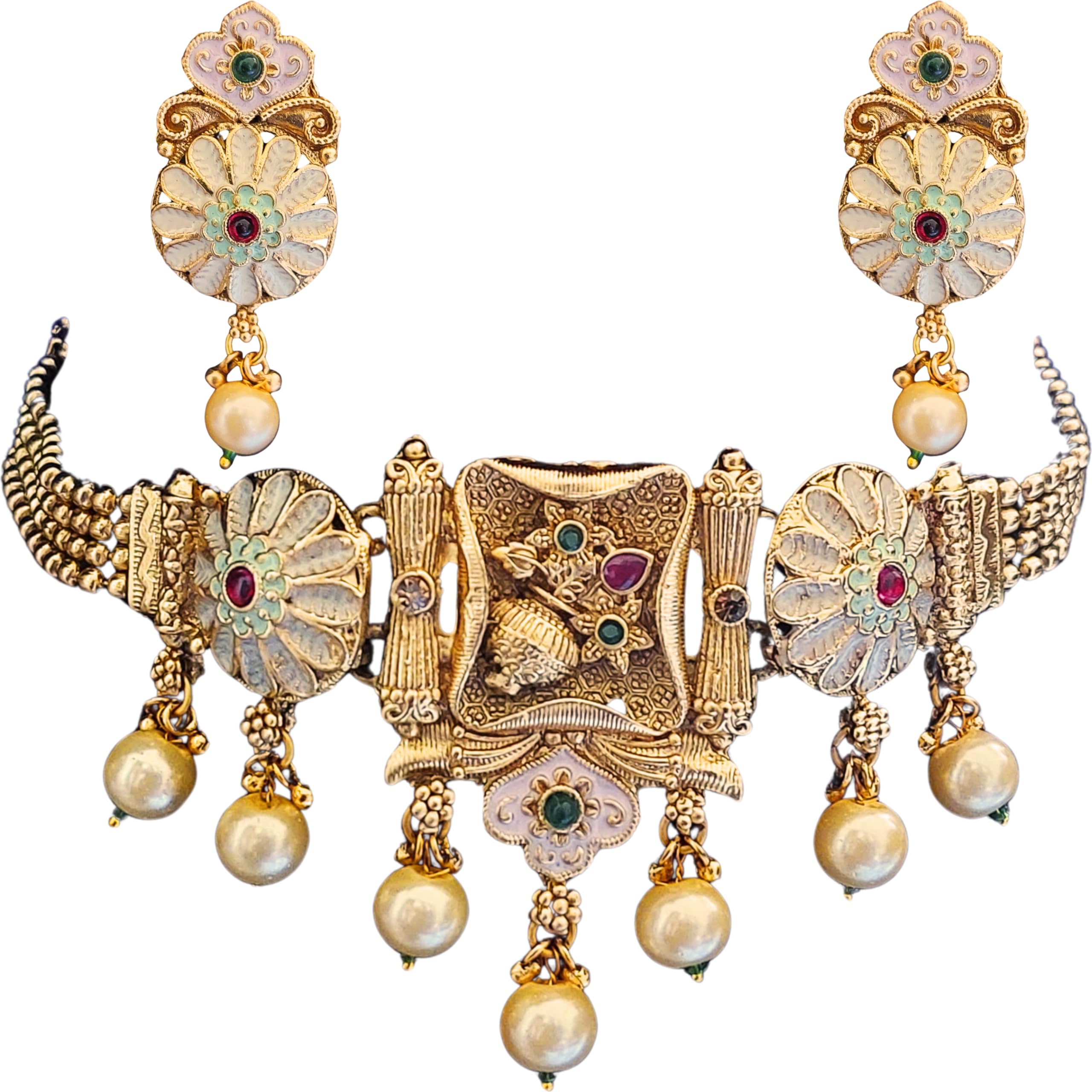 Achyut The Infalliable Kalash Design Artificial Jewelry Set - Exquisite Ethnic Elegance with matching earrings (B0CZ8SCPLP) Amazon Price History, Amazon Price Tracker
