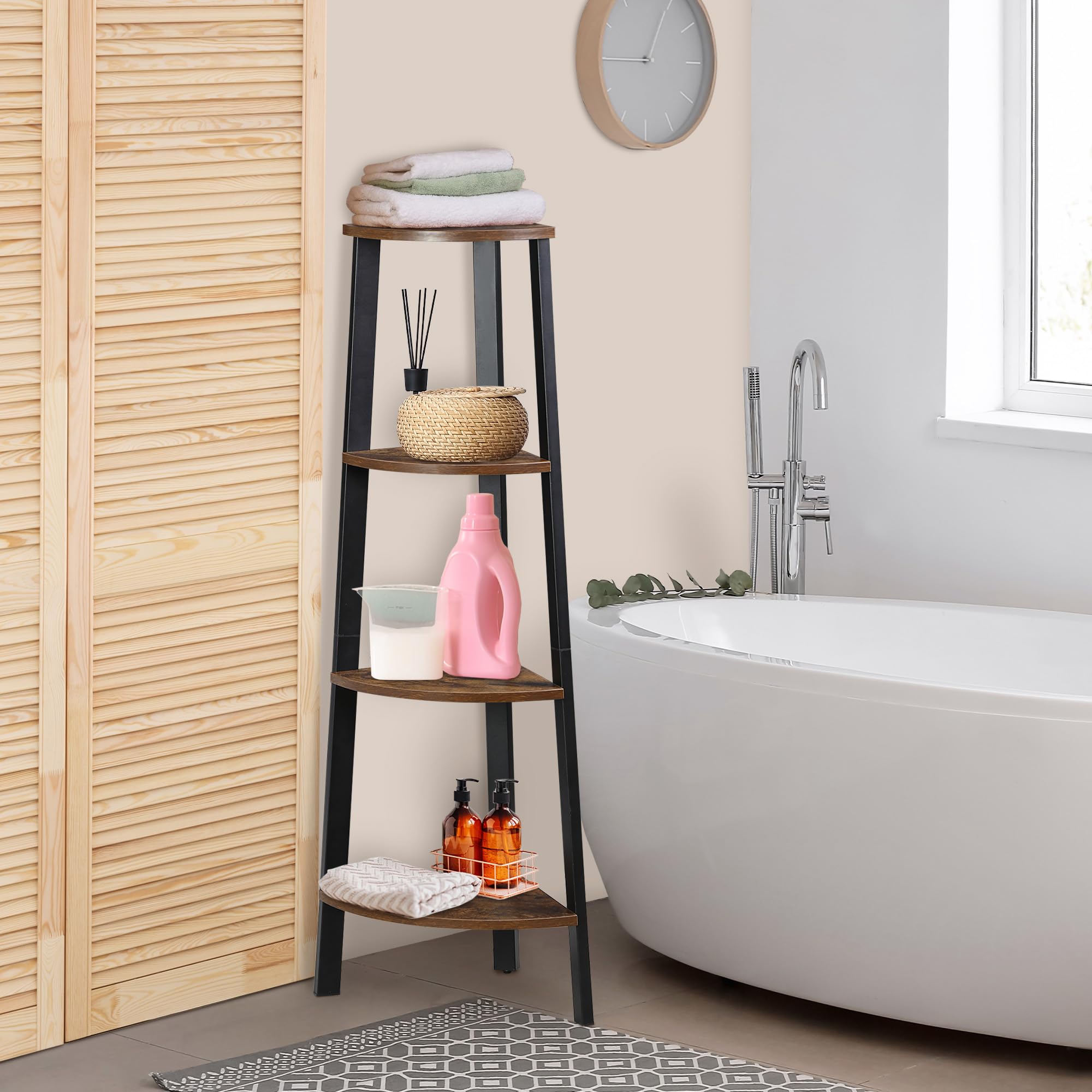 Amazon｜SUPER DEAL コーナーラック コーナーシェルフ 木製 三角