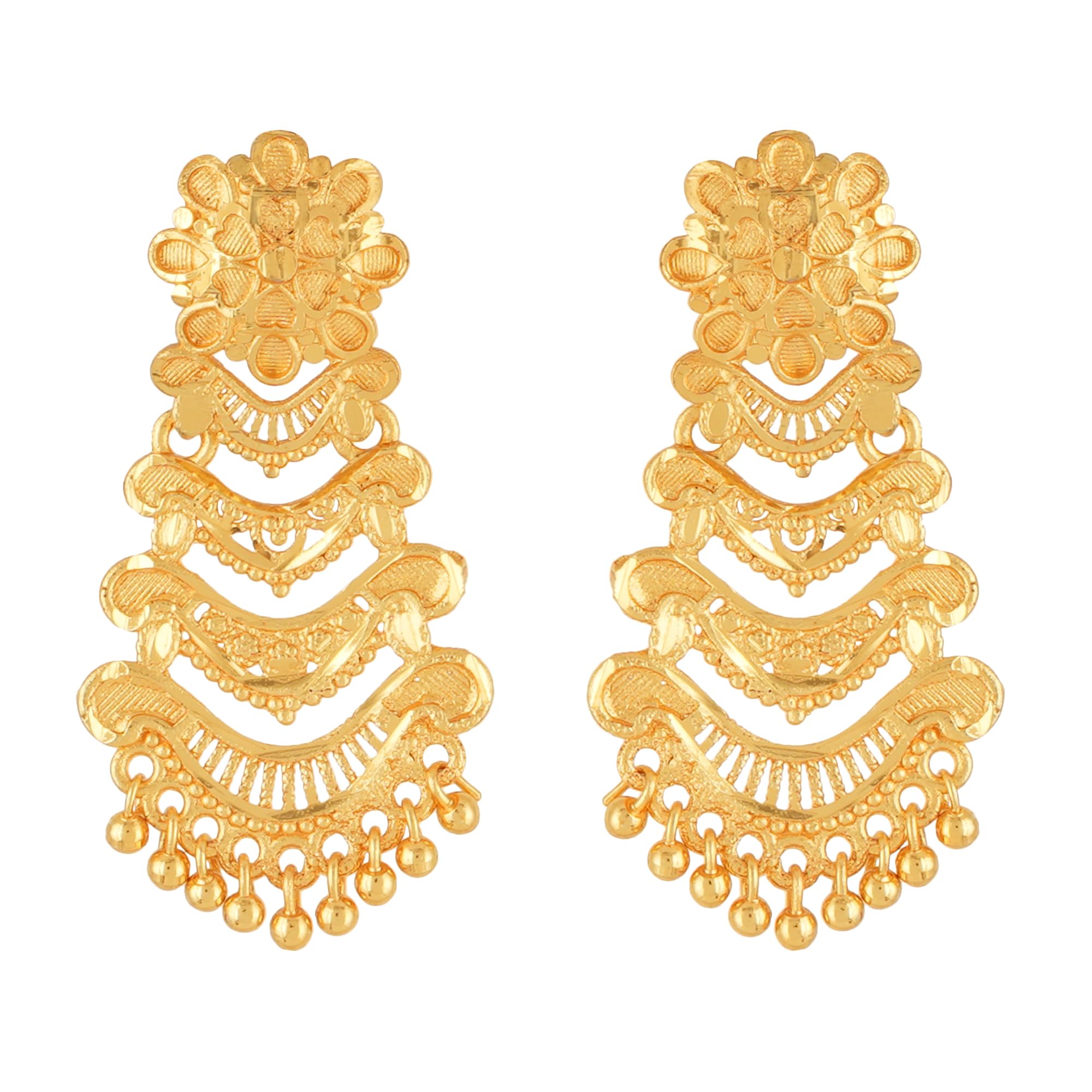 Shreyadzines Traditional Temple Jewellery 18k One Gram Gold Ethnic South Indian Jhumka Dangle Earrings Set For Women (Gold 1) (B0D1G22PCN) Amazon Price History, Amazon Price Tracker