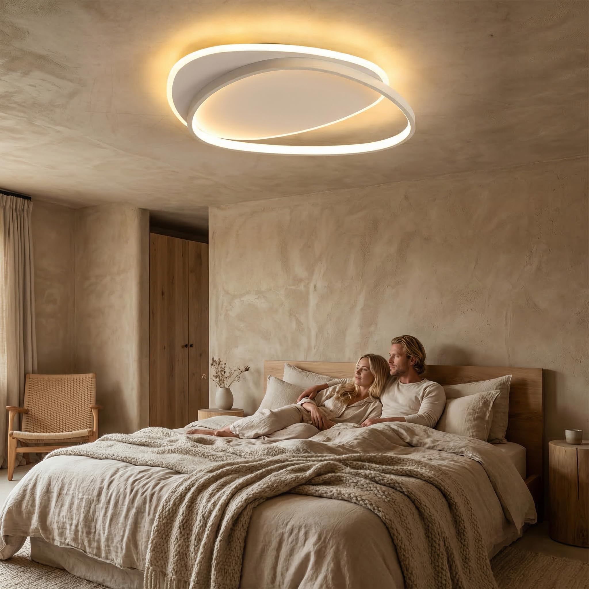 Deckenlampe Wohnzimmer,Deckenleuchte Schlafzimmer 50cm Dimmbar | LED lampe decke Für Schlafzimmer Wohnzimmer Esszimmer Büro,42W 3000K-6500K,Geometrische Minimalistische