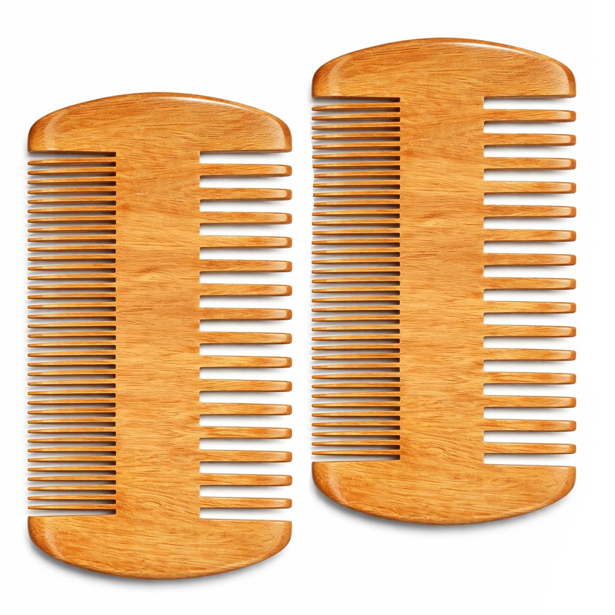 Wooden Beard Comb for Men & Case, Great Mustache Comb for Men, Dual Action Beard & Mustache Comb With Fine & Coarse Teeth, Mens Pocket Wood Comb, Peine Para Barba de Hombre (2, 2 Pack Combs)