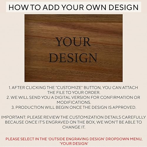Miniatura 7 de Caja de madera grabada personalizada grande  Caja de recuerdo de madera de acacia con mensaje oculto personalizado, cajas de memoria de nogal para