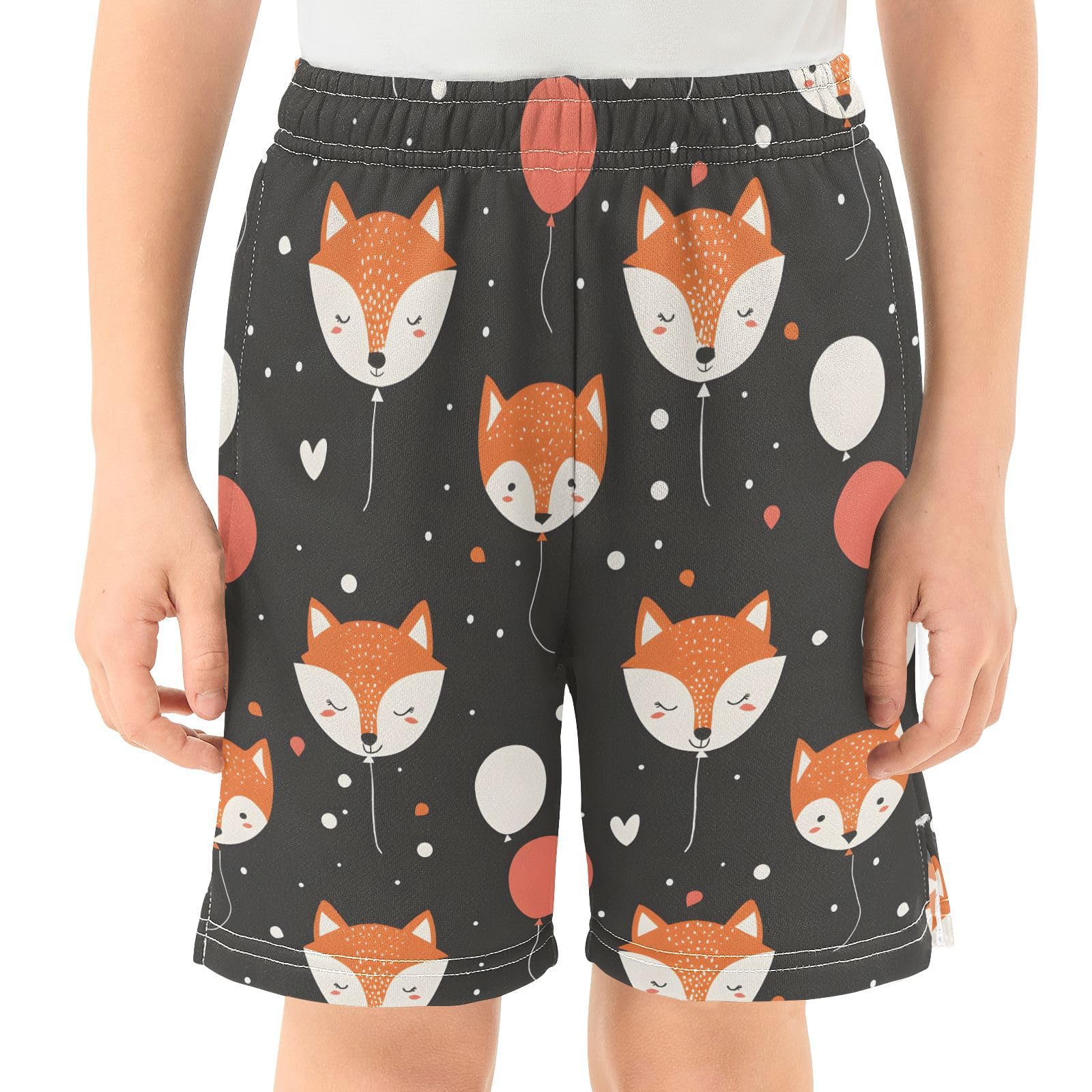 Cute Fox Balloon Boys' Shorts Summer Cotton Adjust Pocket Boys Shorts Size 8 Years Multicolor