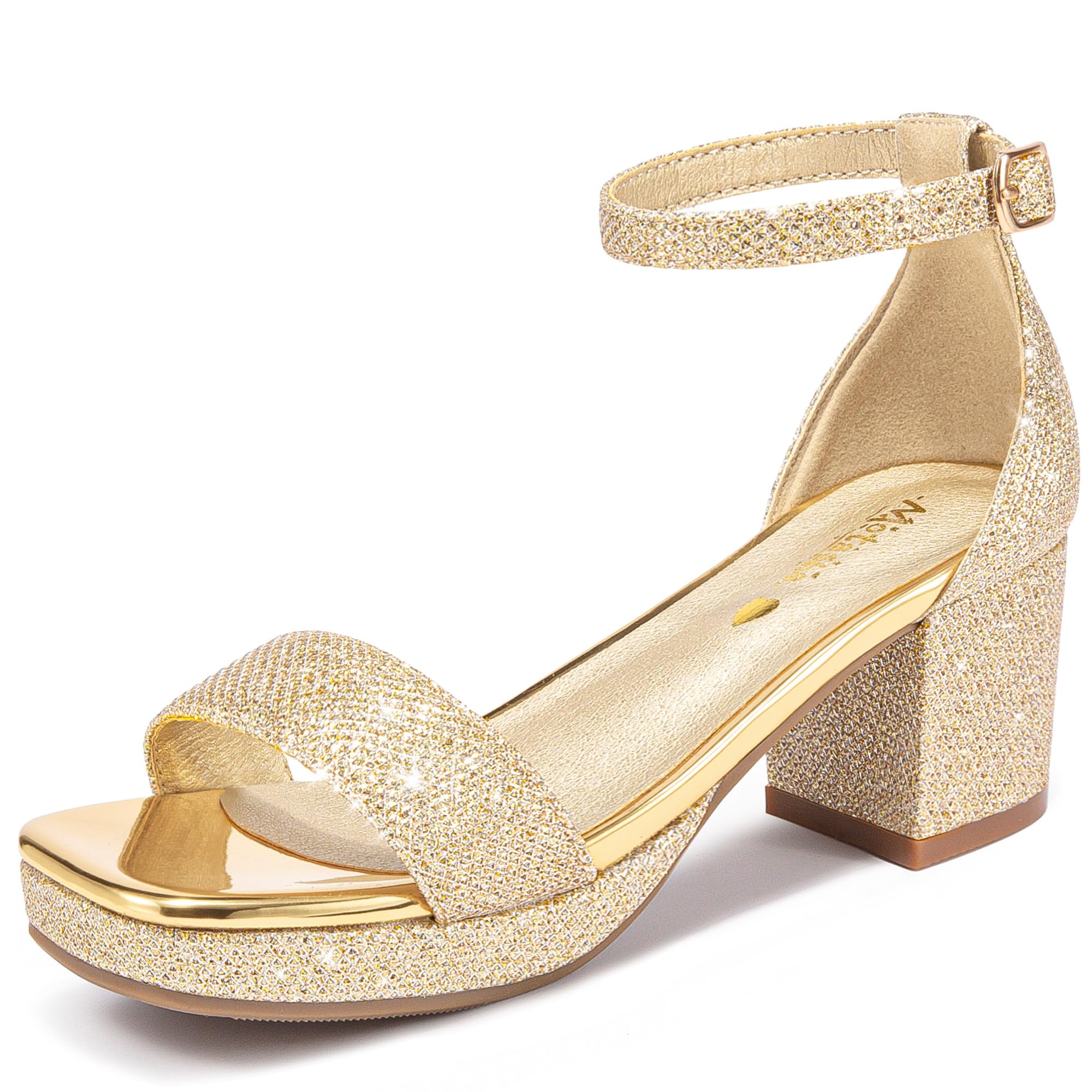 Motasha Girls High Heels Girls Dress Shoes Flower Girl Wedding Party Pageant Prom Formal Dress Sandals Open Toe Ankle Strap Platform Little Big Kids High Heels Chunky Pumps — view 13