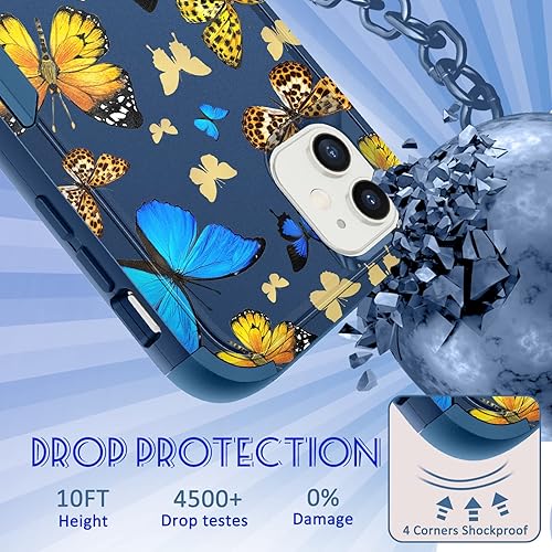Miniatura 3 de para iPhone 11 - Funda para mujeres y niñas, diseño único estético, mariposa azul kawaii para adolescentes, funda protectora resistente, dura, a