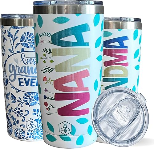 Biddlebee Regalos para la abuela, taza de café de viaje con tapa deslizante, taza aislada de acero inoxidable a prueba de derrames de 20 onzas,