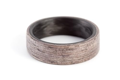 Miniatura 3 de Men's wood and carbon fiber ring. Unique and natural wooden grey wedding band. Water resistant and hypoallergenic. (00414_6N)