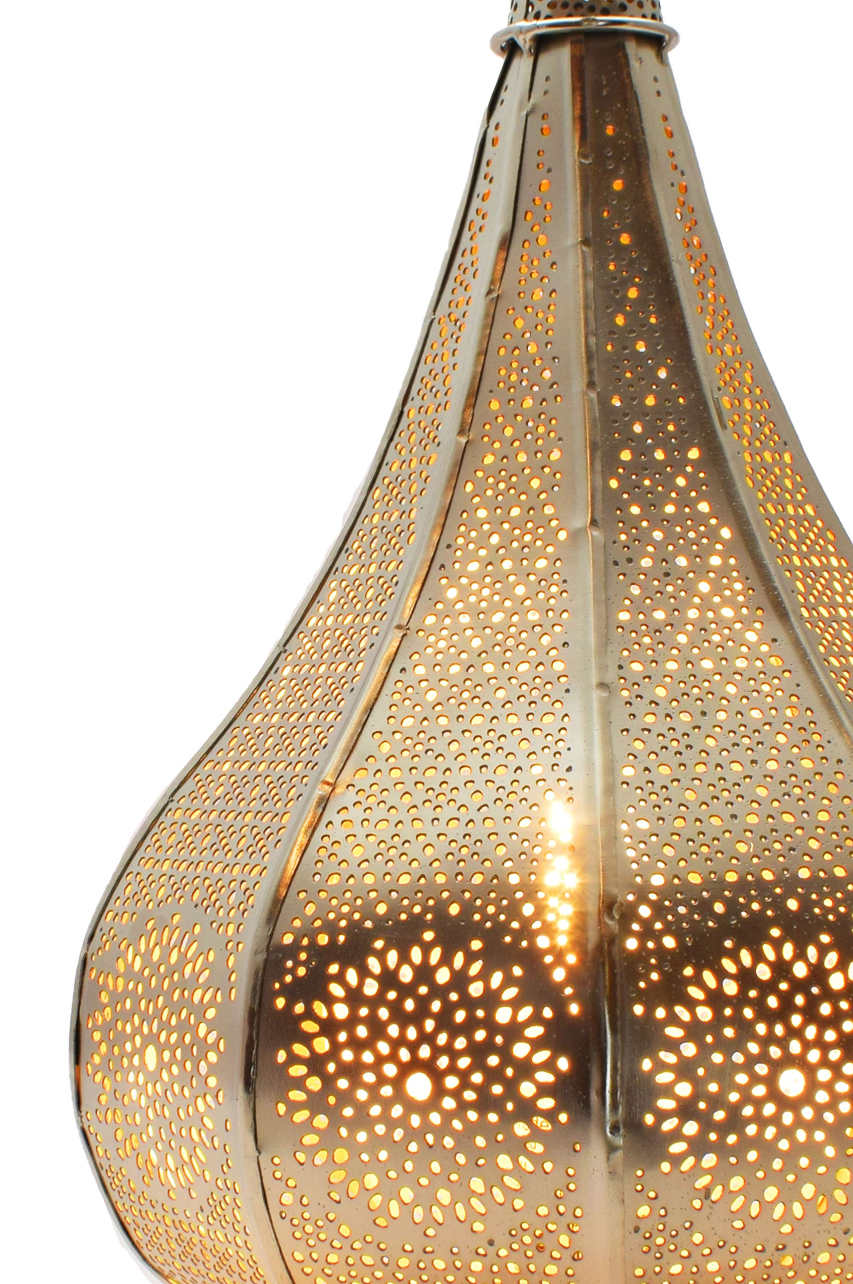 Orientalna mała lampa stołowa Kais 38 cm srebrna E14 | marokańska lampa stołowa mała z metalu, abażur | nowoczesna lampa na stolik nocny, styl vintage, retro i dworkowy