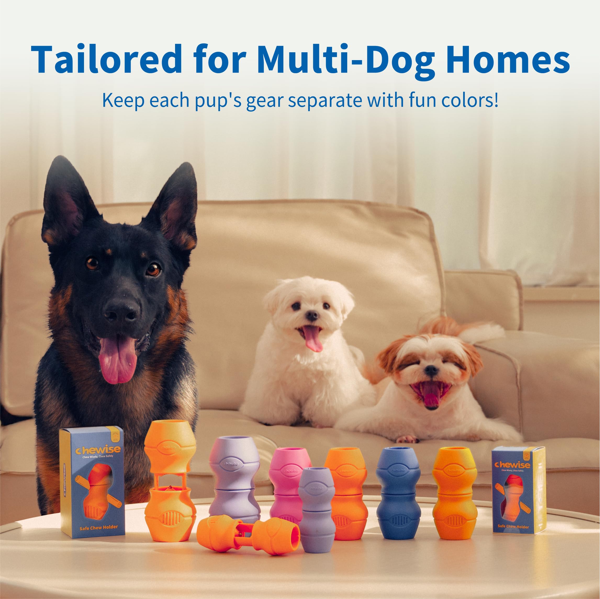 PetClan Chewise Soporte para Palitos Naturales de Toro para Perros, Uso rudo, diseño para prevenir el atragantamiento, Juguete para Mascotas Libre de BPA, Compatible con Varios tamaños y Razas