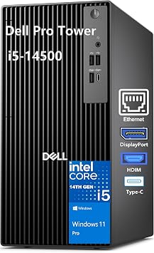 Dell Pro Tower PC Business Desktop Computer, 14th Gen Intel 14-Core i5-14500 vPro, 16GB DDR5 RAM, 512GB PCIe SSD, RJ-45, HDMI, DisplayPort, Type-C, Windows 11 Pro