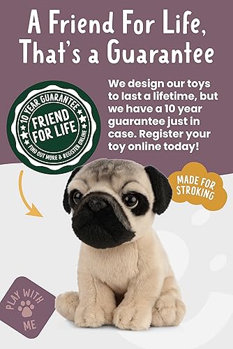 Miniatura 6 de Living Nature Pug Puppy - Animal de peluche | Animal de perro esponjoso | Juguete suave para niños | 6 pulgadas