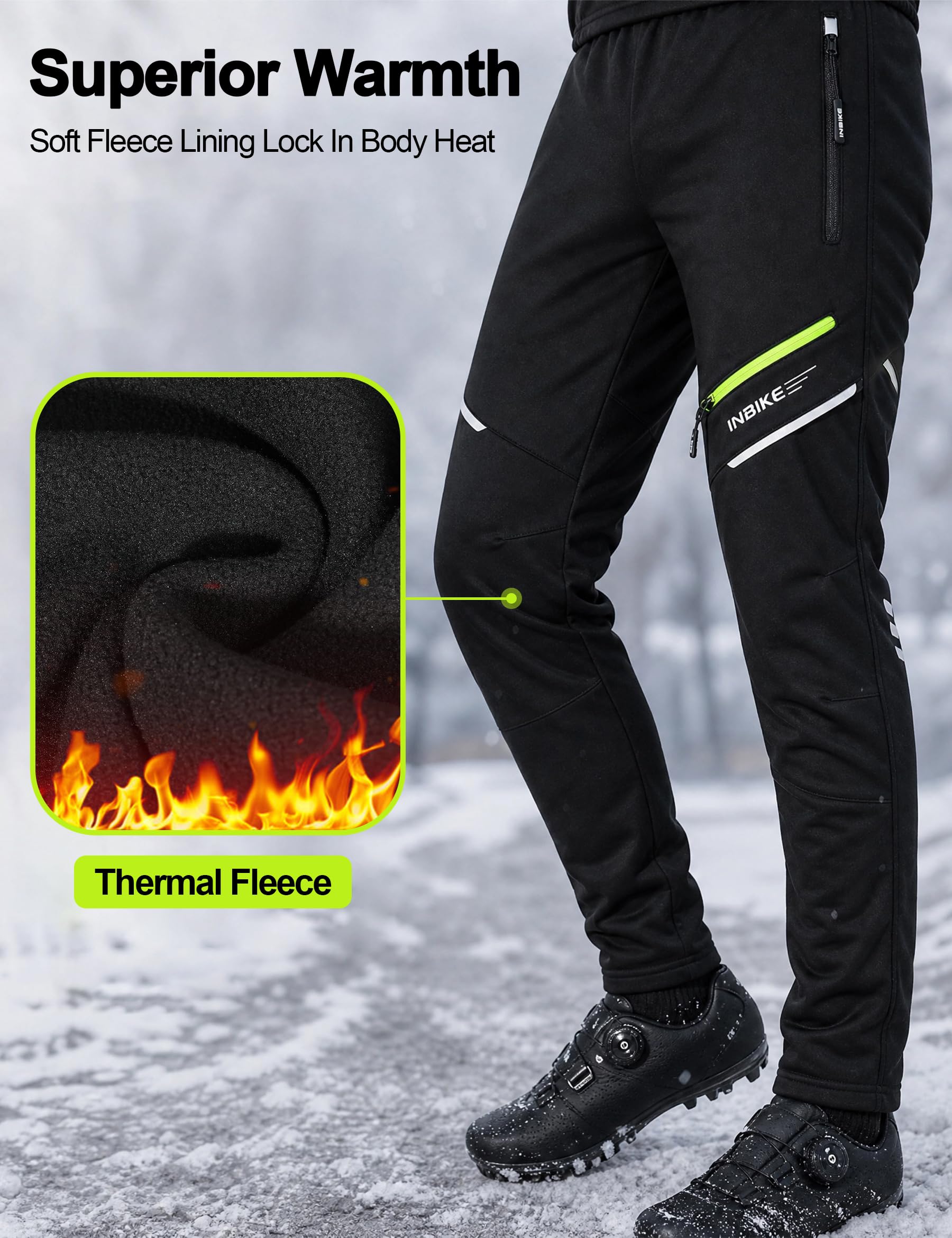 INBIKE Herren Thermo Fahrradhose Winter mit Fleece Körperbetont für Rennrad MTB Pendeln